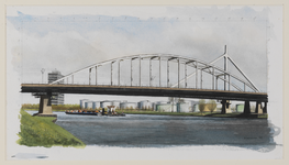 30959 Gezicht op de Jutfasebrug over het Amsterdam-Rijnkanaal te Utrecht uit het zuiden, met op de achtergrond het ...